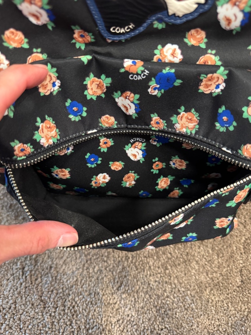 Coach Black Floral Backpack with Blue and Pink Accents - Picture 14 of 14